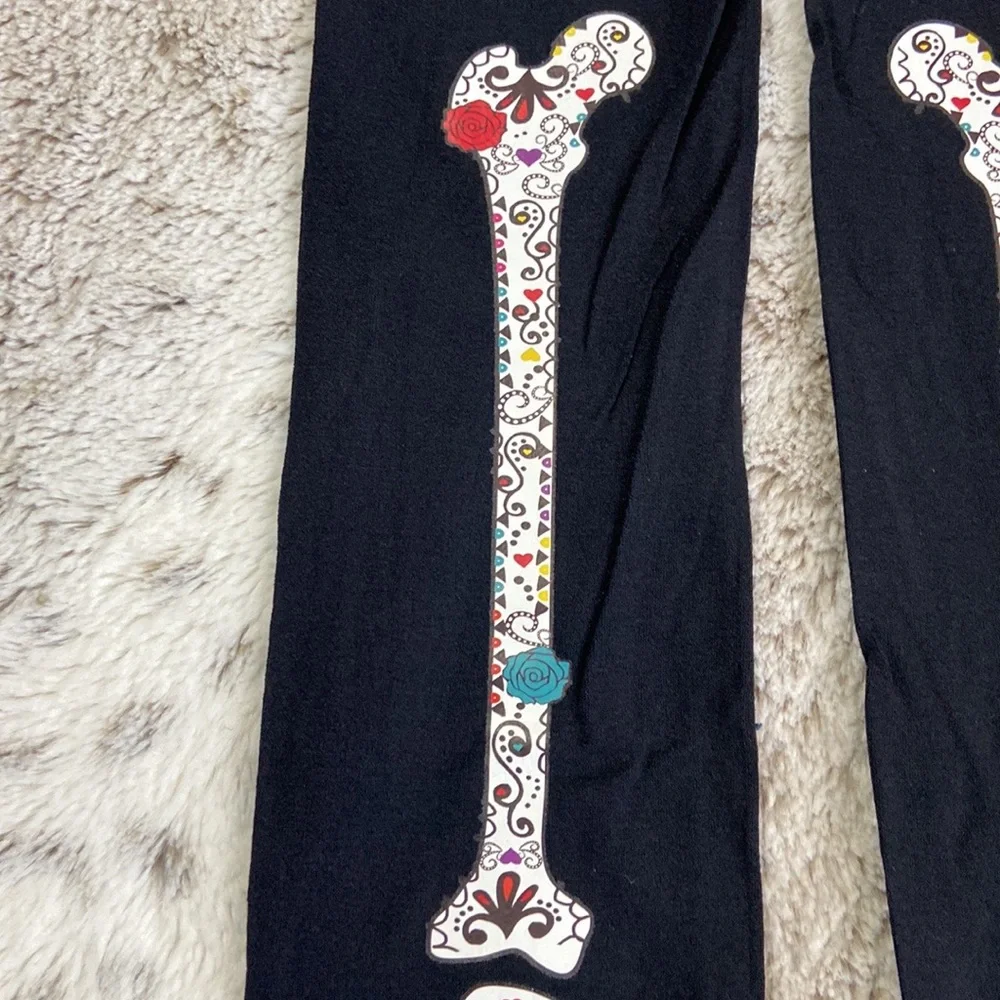 NWT! Day Of The Dead tights Halloween skeleton Dia De Los Muertos trick or treat